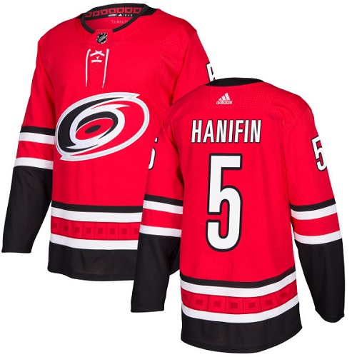 Adidas Men Carolina Hurricanes #5 Noah Hanifin Red Home Authentic Stitched NHL Jersey